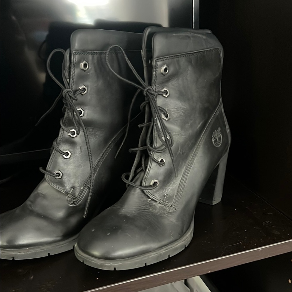 Timberland Women's Black Leather Heeled Boots